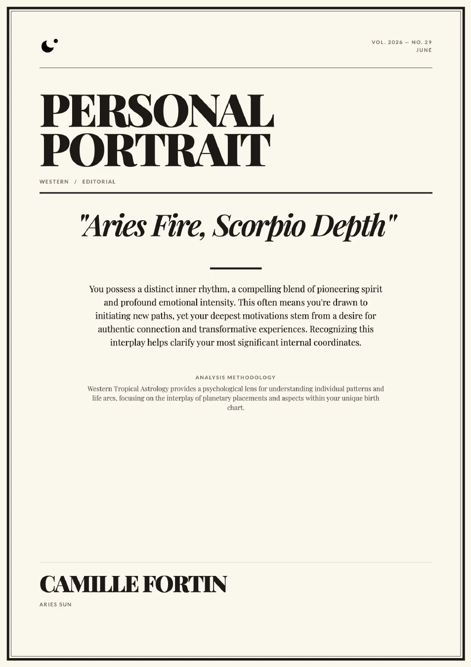 Report preview - Camille Fortin, Personal Portrait